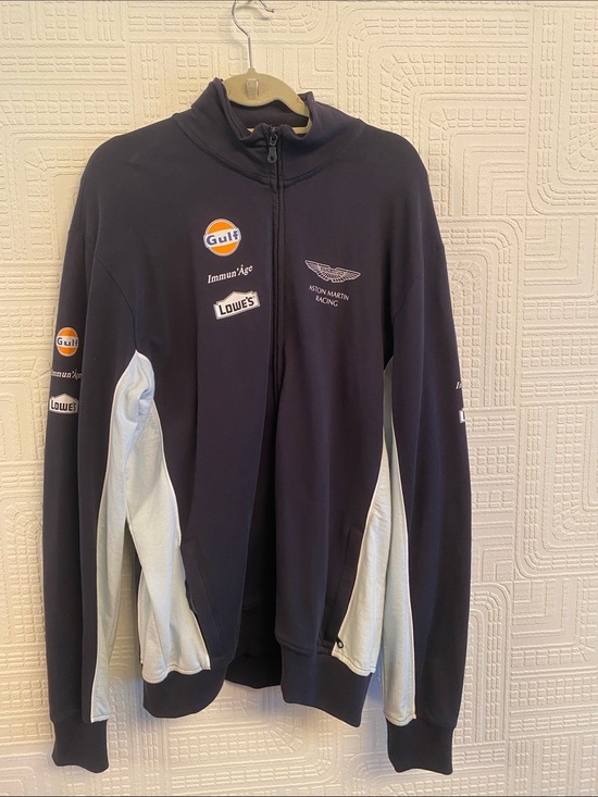 Aston Martin Racing Men's Navy and Light Blue Lightweight Track Jacket